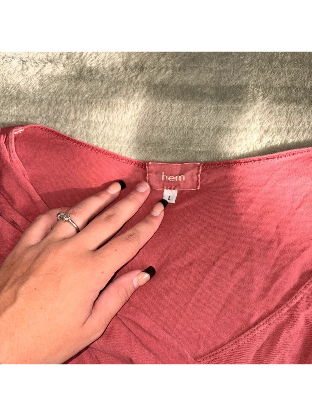Pink Coral Quarter Sleeve Y2K CrossOver V Neck Top - Picture 3 of 4